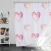 Pastel Pink Watercolor Hearts Shower Curtain