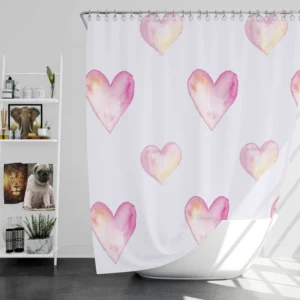 Pastel Pink Watercolor Hearts Shower Curtain