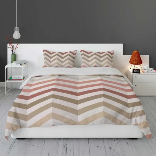 Pastel Pink Zigzag Chevron Bedding Set 1