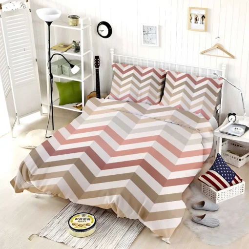 Pastel Pink Zigzag Chevron Bedding Set