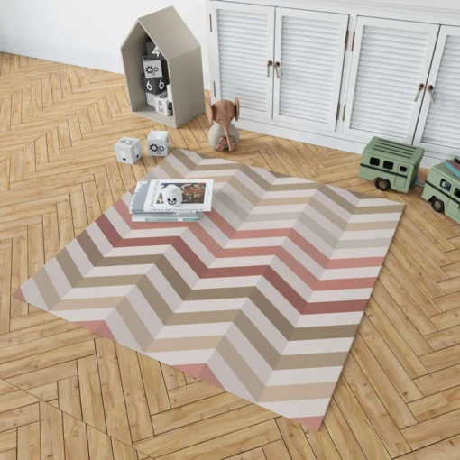 Pastel Pink Zigzag Chevron Rug 1