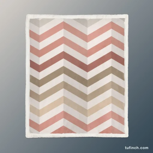 Pastel Pink Zigzag Chevron Sherpa Fleece Blanket 1