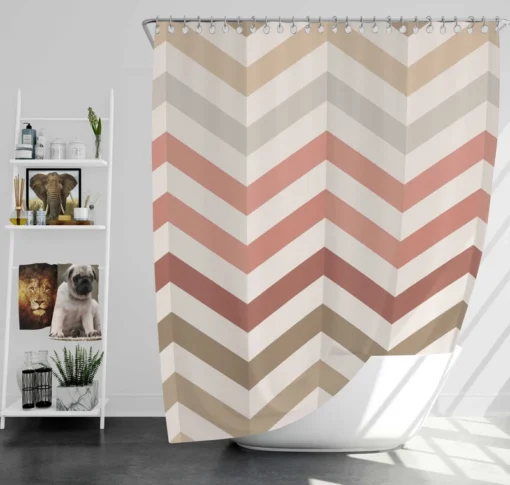 Pastel Pink Zigzag Chevron Shower Curtain