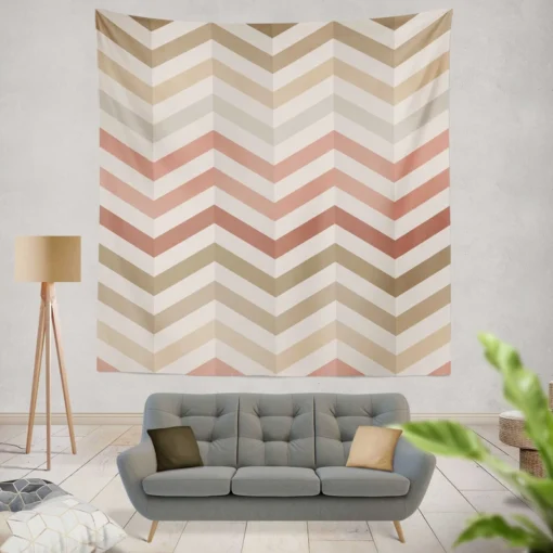 Pastel Pink Zigzag Chevron Wall Tapestry