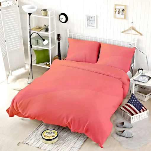 Pastel Red Solid Color Bedding Set