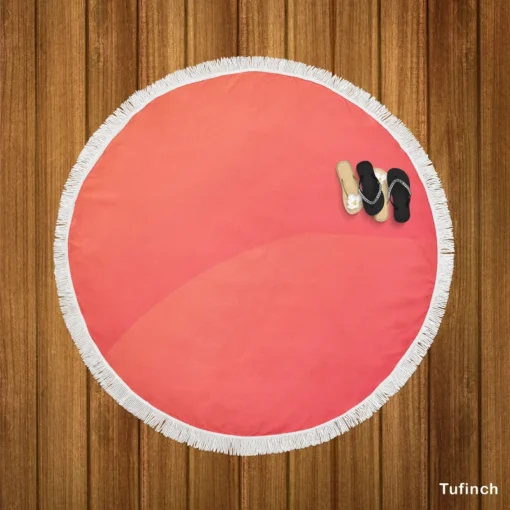 Pastel Red Solid Color Round Beach Towel