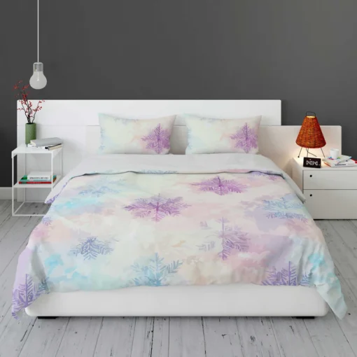 Pastel Water colored Snowflakes Bedding Set 1