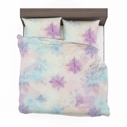 Pastel Water colored Snowflakes Bedding Set 2