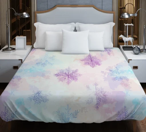 Pastel Water colored Snowflakes Duvet Cover