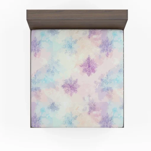 Pastel Water colored Snowflakes Fitted Sheet