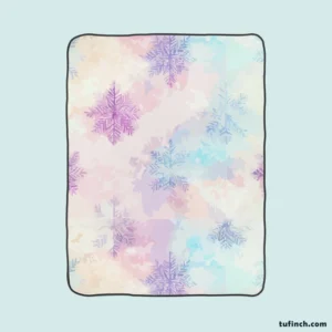 Pastel Water colored Snowflakes Fleece Blanket 1