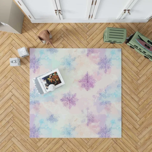 Pastel Water colored Snowflakes Rug