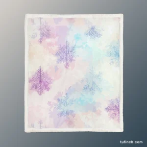 Pastel Water colored Snowflakes Sherpa Fleece Blanket 1