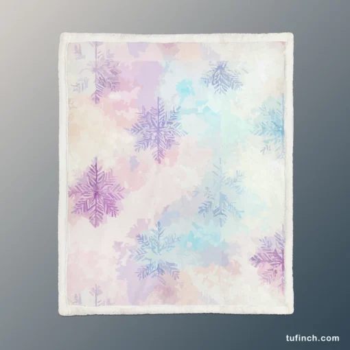 Pastel Water colored Snowflakes Sherpa Fleece Blanket 1