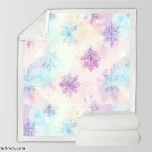 Pastel Water colored Snowflakes Sherpa Fleece Blanket