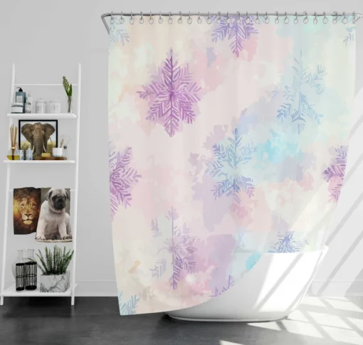 Pastel Water colored Snowflakes Shower Curtain