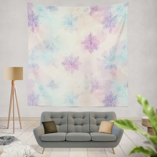 Pastel Water colored Snowflakes Wall Tapestry