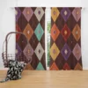 Patchwork Argyle Multicolored On Brown Pattern Curtain