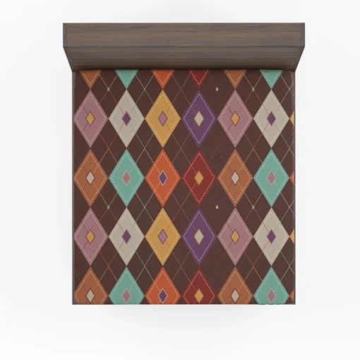 Patchwork Argyle Multicolored On Brown Pattern Fitted Sheet