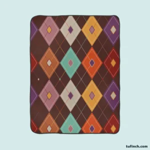 Patchwork Argyle Multicolored On Brown Pattern Fleece Blanket 1