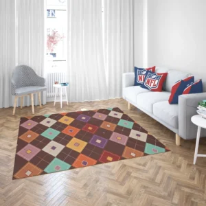 Patchwork Argyle Multicolored On Brown Pattern Rug 2