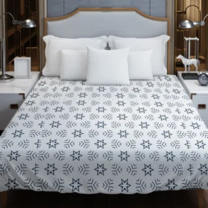 Pattern with Lines and Stars Duvet Cover