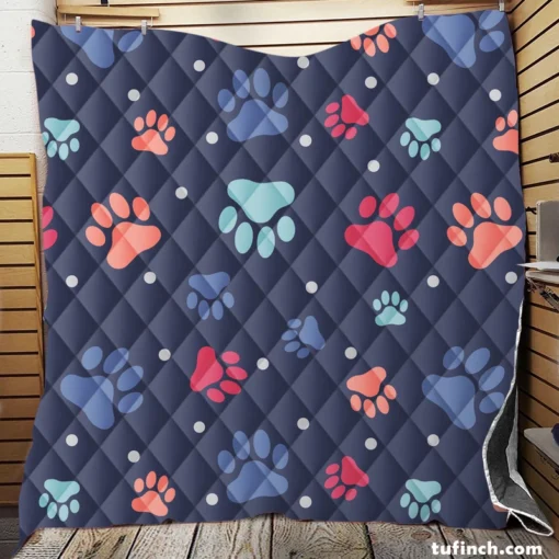 Paw Doodles Abstract Print Quilt Blanket