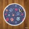 Paw Doodles Abstract Print Round Beach Towel