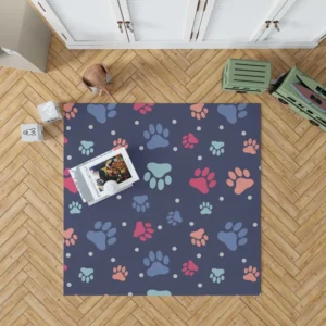 Paw Doodles Abstract Print Rug