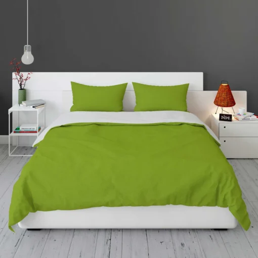 Pea Green Solid Color Bedding Set 1