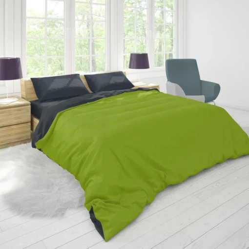 Pea Green Solid Color Duvet Cover 1