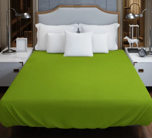 Pea Green Solid Color Duvet Cover