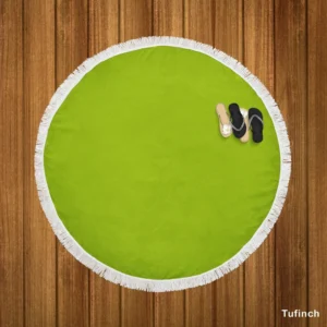 Pea Green Solid Color Round Beach Towel