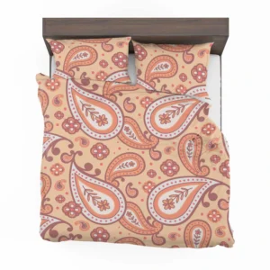 Peach Colored Paisley Design Bedding Set 2