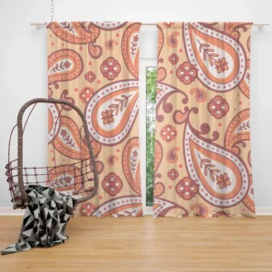 Peach Colored Paisley Design Curtain