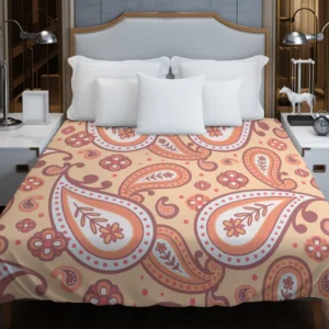 Peach Colored Paisley Design Duvet Cover