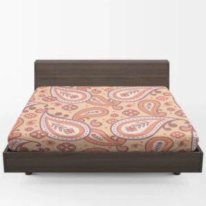 Peach Colored Paisley Design Fitted Sheet 1