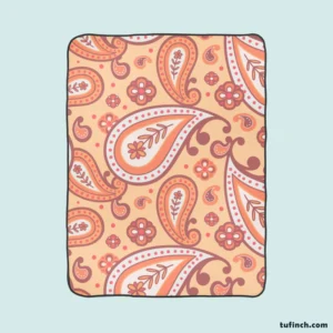 Peach Colored Paisley Design Fleece Blanket 1