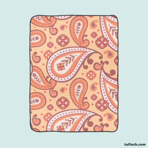 Peach Colored Paisley Design Fleece Blanket 1