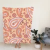 Peach Colored Paisley Design Fleece Blanket