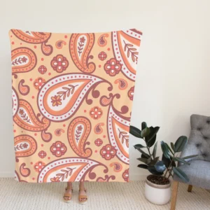 Peach Colored Paisley Design Fleece Blanket