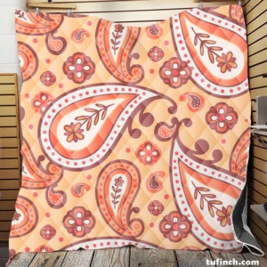 Peach Colored Paisley Design Quilt Blanket