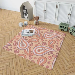 Peach Colored Paisley Design Rug 1