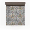 Peach Grey Moroccan Floral Art Fitted Sheet