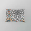 Peach Grey Moroccan Floral Art Pillow Case