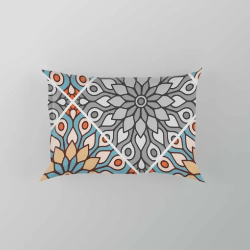 Peach Grey Moroccan Floral Art Pillow Case