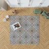 Peach Grey Moroccan Floral Art Rug