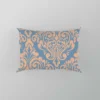 Peach Orange Damask In Blue Pillow Case