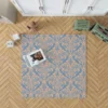 Peach Orange Damask In Blue Rug