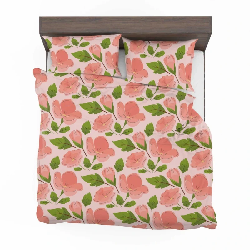 Peach Tones Floral Pattern Bedding Set 2